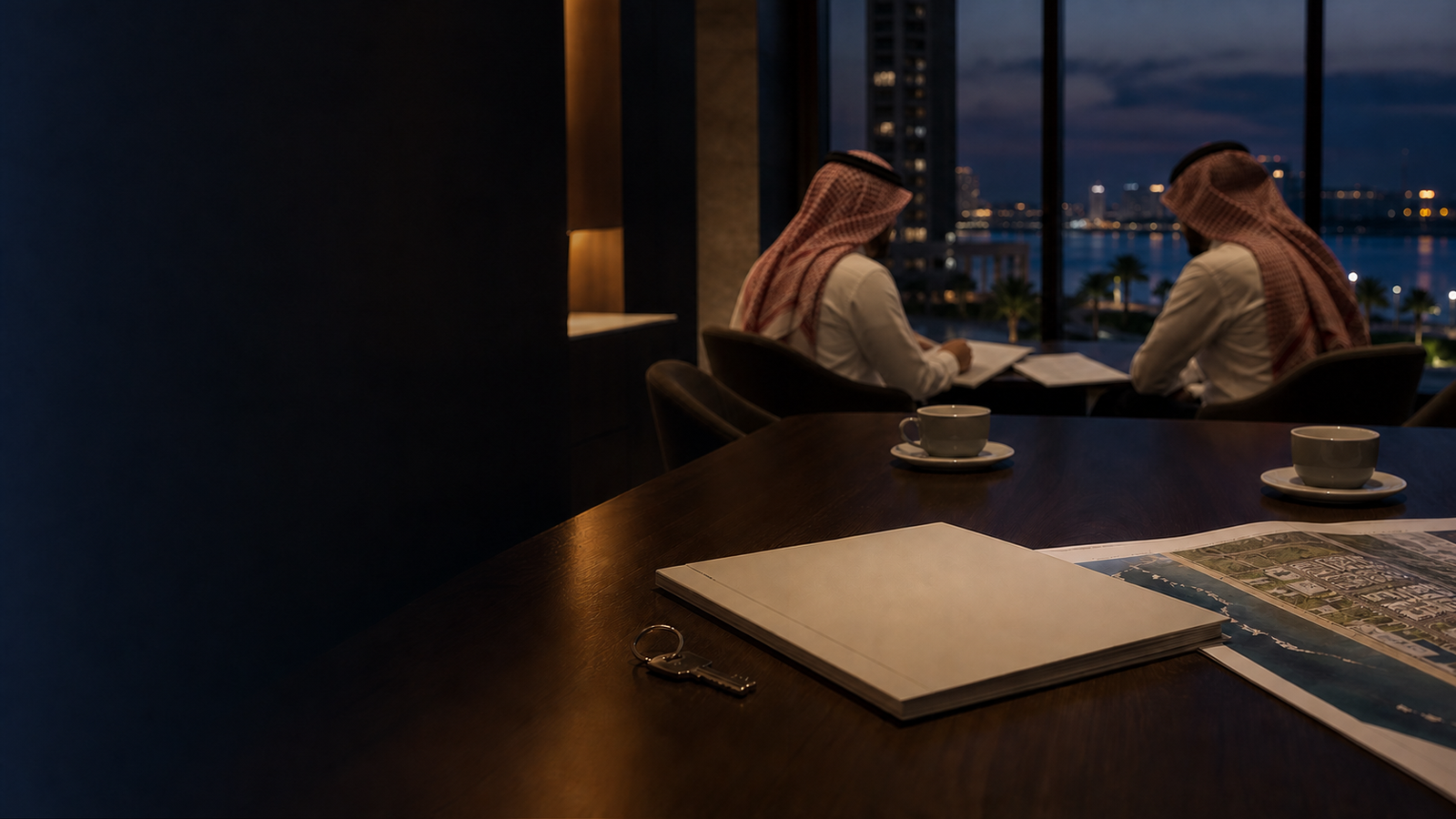 اجتماع وساطة عقارية بين رجلين